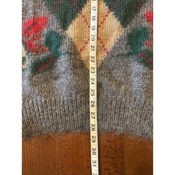 harve bernard Gray Mohair Chunky Small Argyle Pullover Sweater - Picture 7 of 8